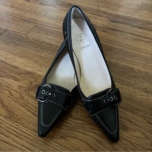 Joan & David Black Leather Kitten Heels - Circa